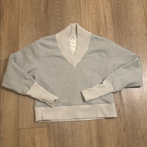 Agolde Los Angeles Klara V Neckline Oversized Grey Sweatshirt Size Large - Picture 6 of 11